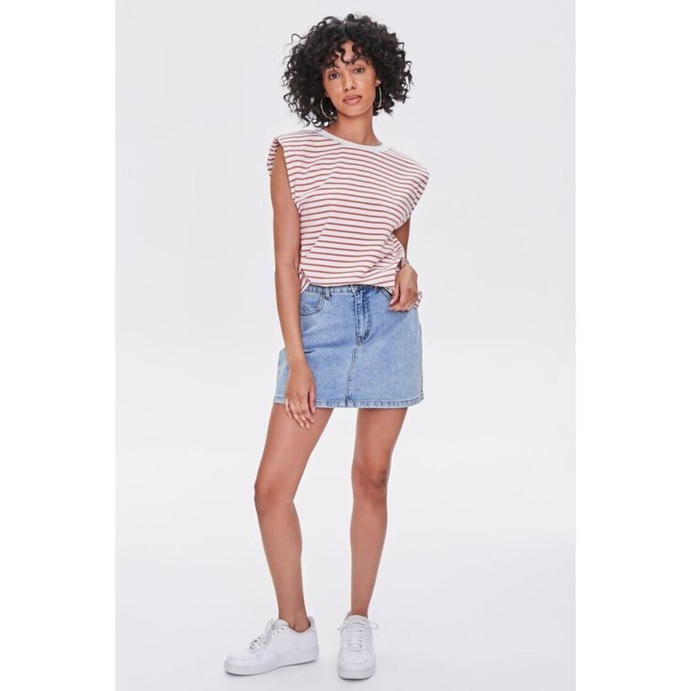 NWT - Padded Striped Tee - White/faded red - Size Large - Picture 5 of 5